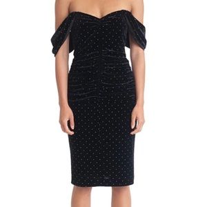 Black halo off the shoulder dress